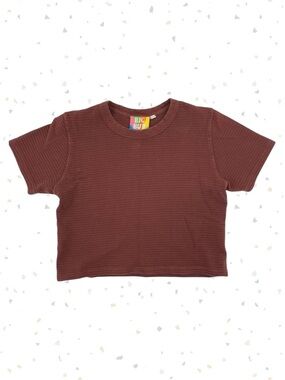 Big Bud Press Brown Honeycomb Crop Top Short Sleeve Tee Neutral Unisex Size XXS